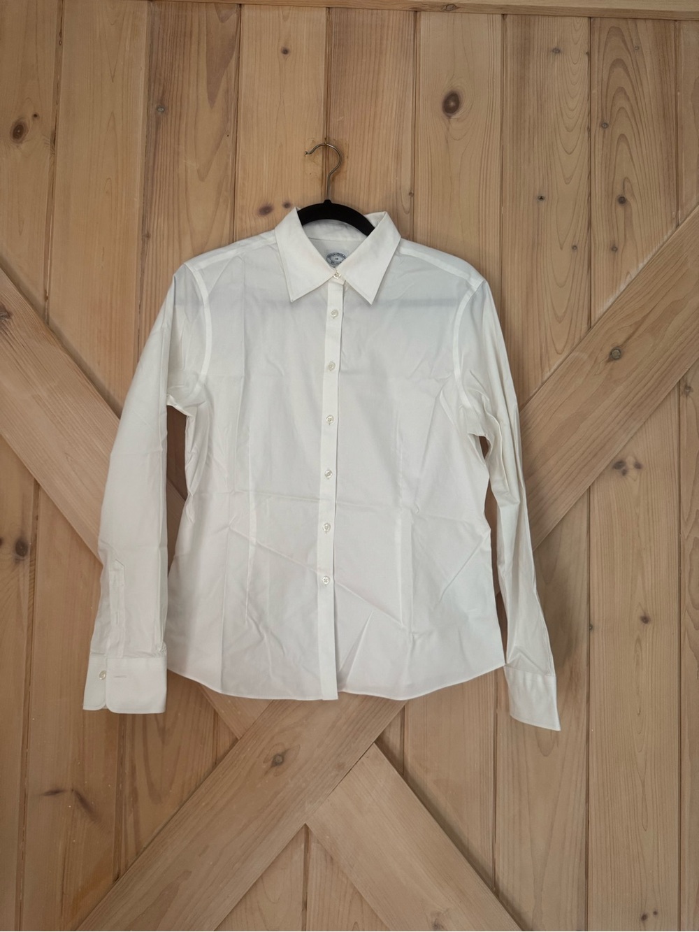 Brooks Brothers Fitted Non-Iron Stretch Cotton White Button Shirt Size 10